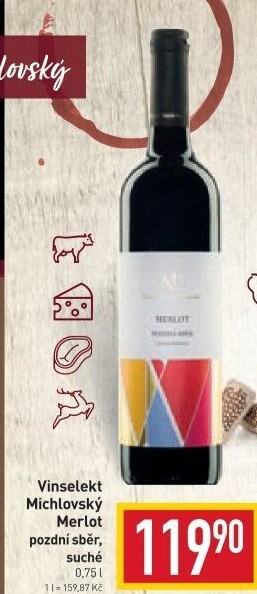 Víno Merlot Vinselekt Michlovský - pozdní sběr