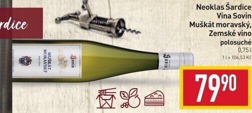 Víno Muškát moravský Vinný sklep Sovín - zemské