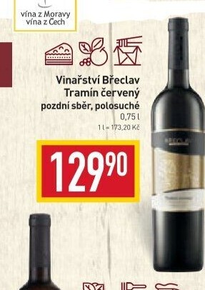 Víno Tramín červený Vinařství Břeclav - pozdní sběr