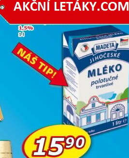 Mléko trvanlivé Jihočeské Madeta - 1,5% polotučné