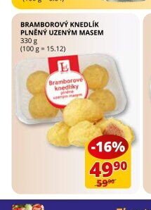BRAMBOROVÝ KNEDLÍK PLNĚNÝ UZENÝM MASEM 330 g