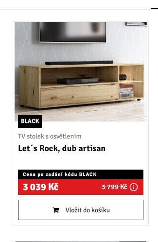 TV stolek s osvětlením Let´s Rock, dub artisan - ASKO akcniletaky.com