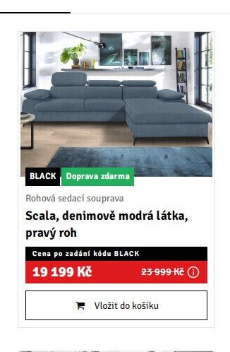 Rohová sedací souprava Scala, denimově modrá látka, pravý roh - ASKO akcniletaky.com