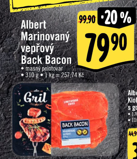 Marinovaný vepřový Back Bacon Albert Gril