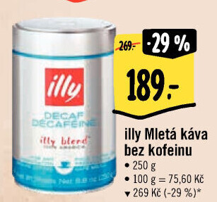 Mletá káva bez kofeinu Illy