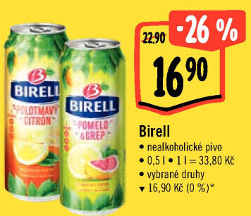 Nealkoholické pivo ochucené Birell