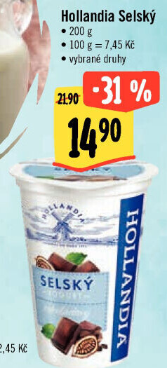 Ochucený jogurt selský Hollandia