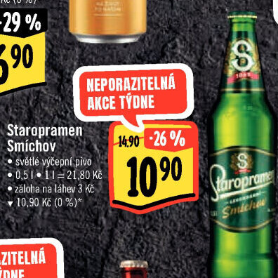 Pivo světlé výčepní 10° Smíchov Staropramen