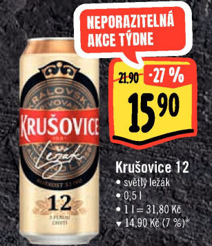 Pivo světlý ležák 12° Krušovice