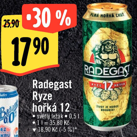 Pivo světlý ležák 12° Ryze hořká Radegast