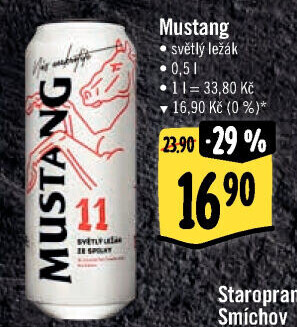 Pivo světlý ležák Mustang 11° Ostravar