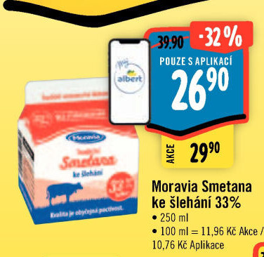 Smetana ke šlehání 33% Moravia