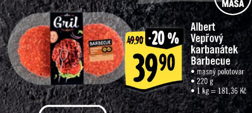 Vepřové karbanátky barbecue Albert Gril