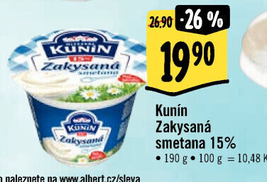 Zakysaná smetana Mlékárna Kunín 15%