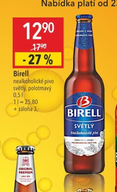 Birell nealkoholické pivo světlý, polotmavý 0,5 l