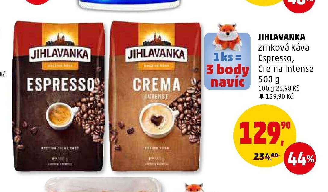 JIHLAVANKA zrnková káva Espresso, Crema Intense 500 g
