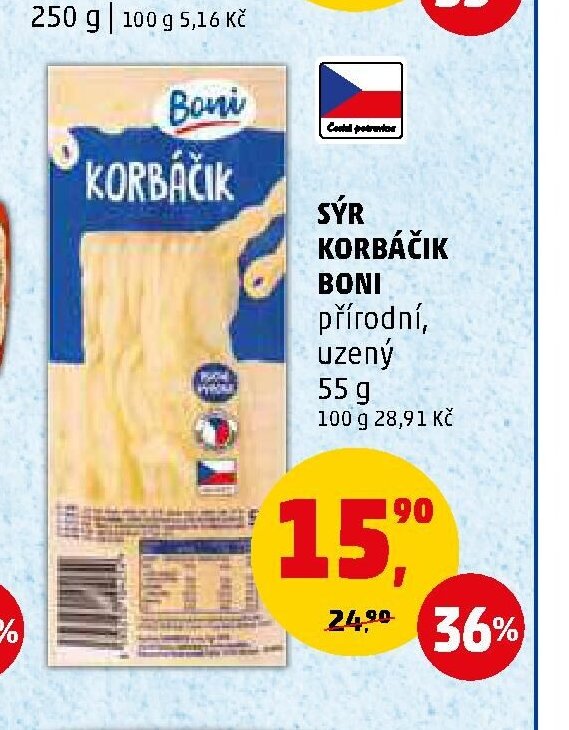 Sýr korbáčik Boni přírodní, uzený