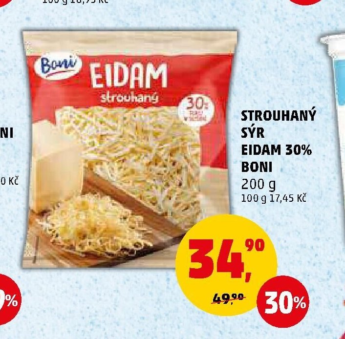 Strouhaný sýr Eidam 30% Boni