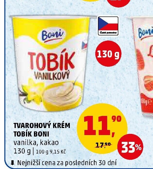 Tvarohový krém Tobík Boni vanilka, kakao