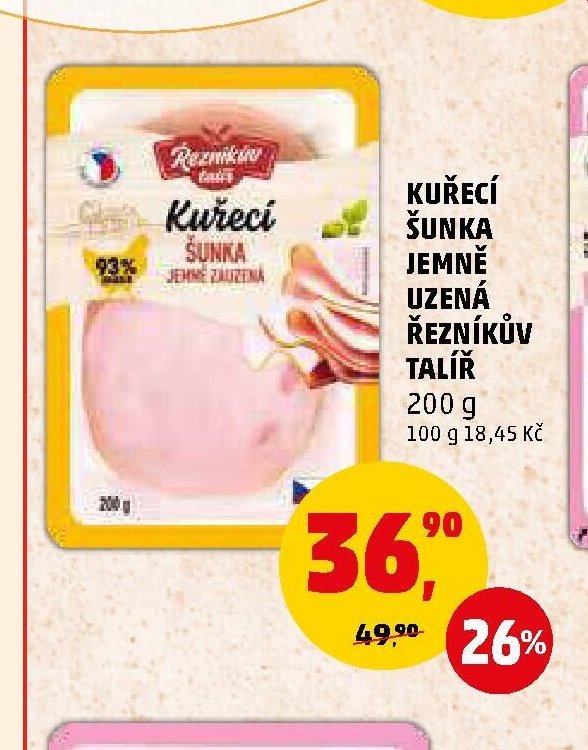 KUŘECÍ ŠUNKA JEMNĚ UZENÁ ŘEZNÍKŮV TALÍŘ