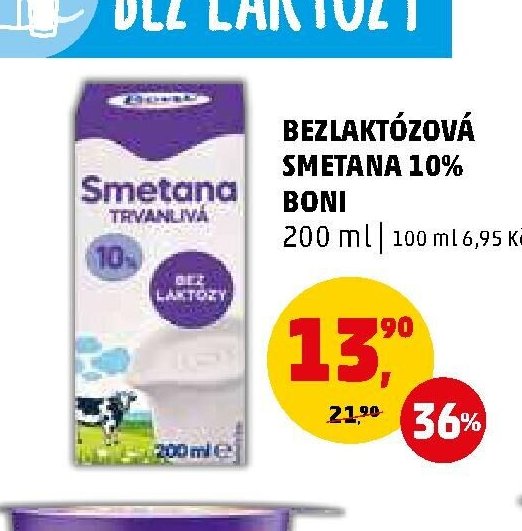BEZLAKTÓZOVÁ SMETANA 10% BONI