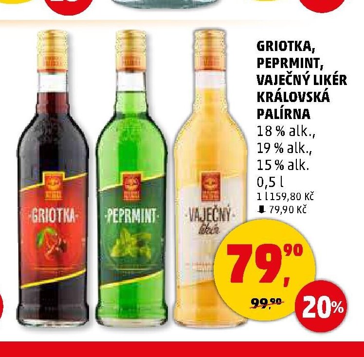 GRIOTKA, PEPRMINT, VAJEČNÝ LIKÉR KRÁLOVSKÁ PALÍRNA