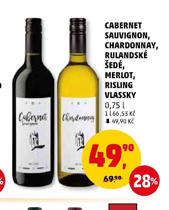Cabernet Sauvignon, Chardonnay, Rulandské šedé, Merlot, Risling Vlassky