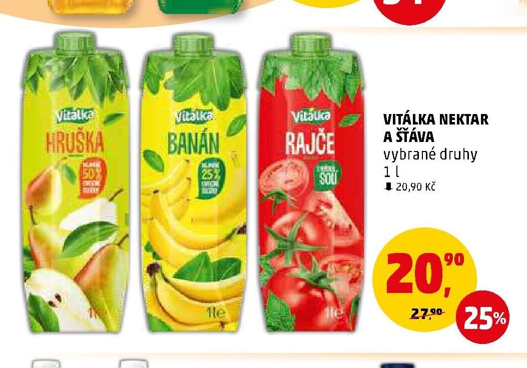 Vitálka nektar a šťáva vybrané druhy 1 l