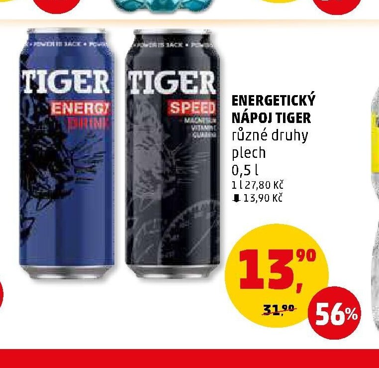 Energetický nápoj Tiger různé druhy plech 0,5 l