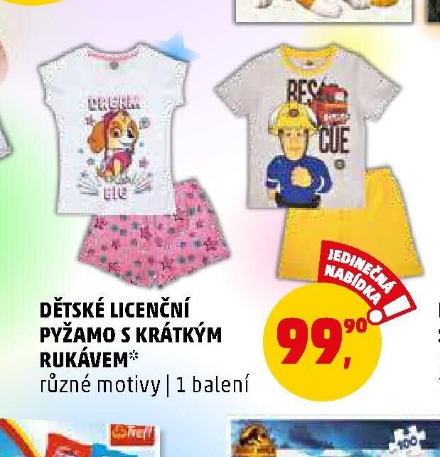 DĚTSKÉ LICENČNÍ PYŽAMO S KRÁTKÝM RUKÁVEM