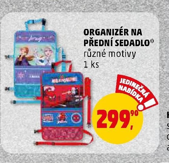 Organizér na přední sedadlo