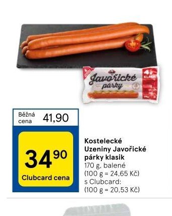 Kostelecké Uzeniny Javořické párky klasik 170 g