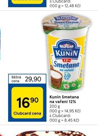 Kunín Smetana na vaření 12% 200 g