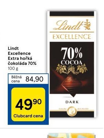 Lindt Excellence Extra hořká čokoláda 70%