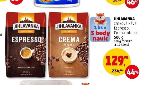 JIHLAVANKA zrnková káva Espresso, Crema Intense