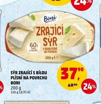 Sýr zrající s bílou plísní na povrchu Boni