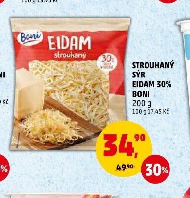 Strouhaný sýr Eidam 30% Boni