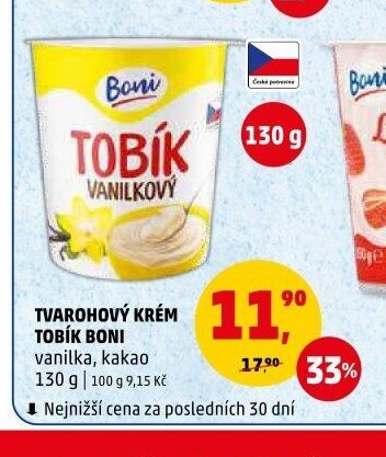 Tvarohový krém Tobík Boni vanilka, kakao