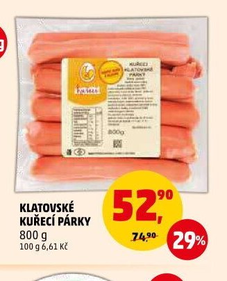 Klatovské kuřecí párky 800 g