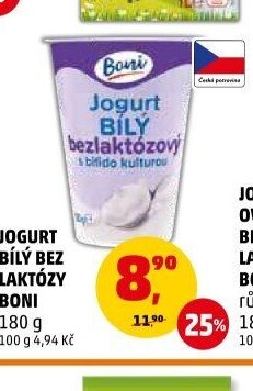 JOGURT BÍLÝ BEZ LAKTÓZY BONI