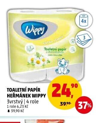 TOALETNÍ PAPÍR HEŘMÁNEK WIPPY 3vrstvý 4 role