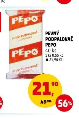 PEVNÝ PODPALOVAČ PEPO 40 ks