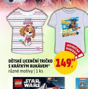DĚTSKÉ LICENČNÍ TRIČKO S KRÁTKÝM RUKÁVEM