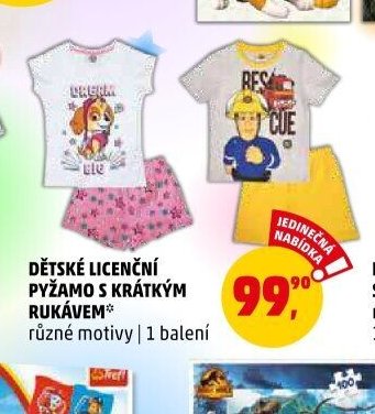 DĚTSKÉ LICENČNÍ PYŽAMO S KRÁTKÝM RUKÁVEM