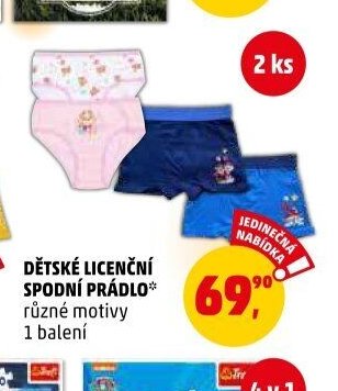 DĚTSKÉ LICENČNÍ SPODNÍ PRÁDLO