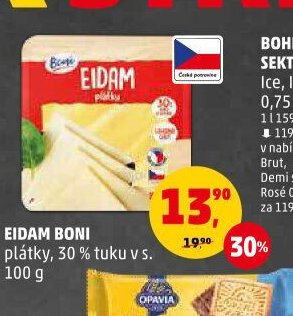 EIDAM BONI plátky, 30 % tuku v s. 100 g