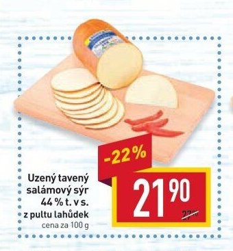 Uzený tavený salámový sýr 44 % t. v s.