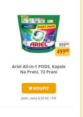 Ariel All-in-1 PODS, Kapsle Na Praní, 72 Praní