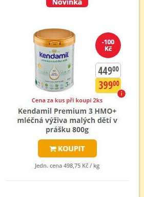 Kendamil Premium 3 HMO+ mléčná výživa malých dětí v prášku 800g