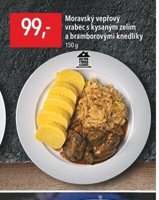 Moravský vepřový vrabec s kysaným zelím a bramborovými knedlíky